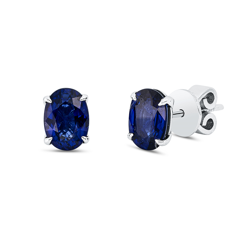 Ohrstecker mit Saphir  aus 750/-18 Karat Weißgold  