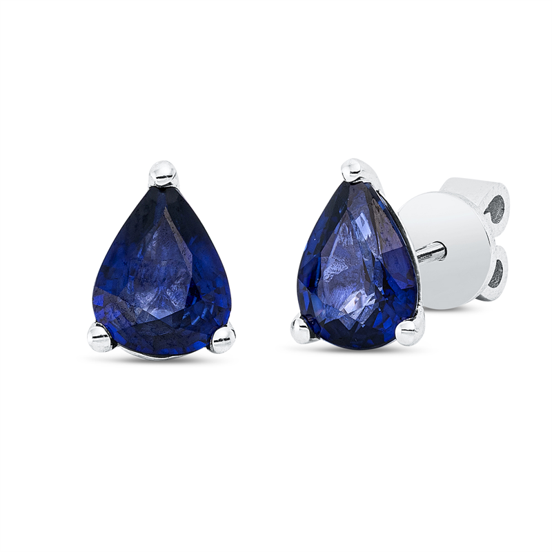 Ohrstecker mit Saphir  aus 750/-18 Karat Weißgold  