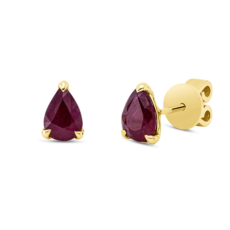 Ohrstecker mit Rubin  aus 750/-18 Karat Gelbgold  