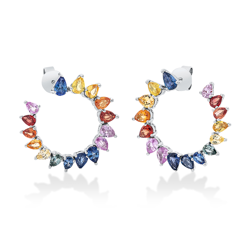 Ohrschmuck mit Saphir  aus 750/-18 Karat Weißgold  