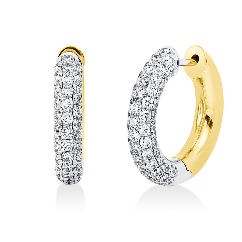 Creolen    aus 585/-14 Karat Weißgold / Gelbgold mit 126 Diamanten 1