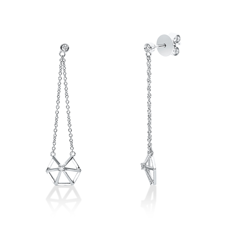 Ohrschmuck    aus 750/-18 Karat Weißgold mit 4 Diamanten 0