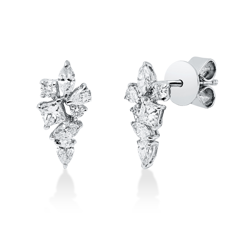 Ohrstecker    aus 750/-18 Karat Weißgold mit 14 Diamanten 0