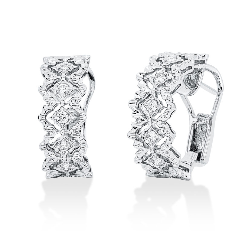 Creolen    aus 750/-18 Karat Weißgold mit 14 Diamanten 0