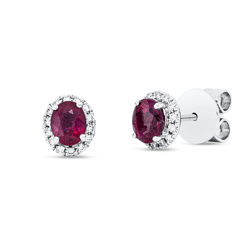 Ohrstecker mit Rubin  aus 750/-18 Karat Weißgold mit 28 Diamanten 0