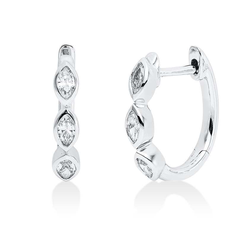 Creolen    aus 750/-18 Karat Weißgold mit 6 Diamanten 0