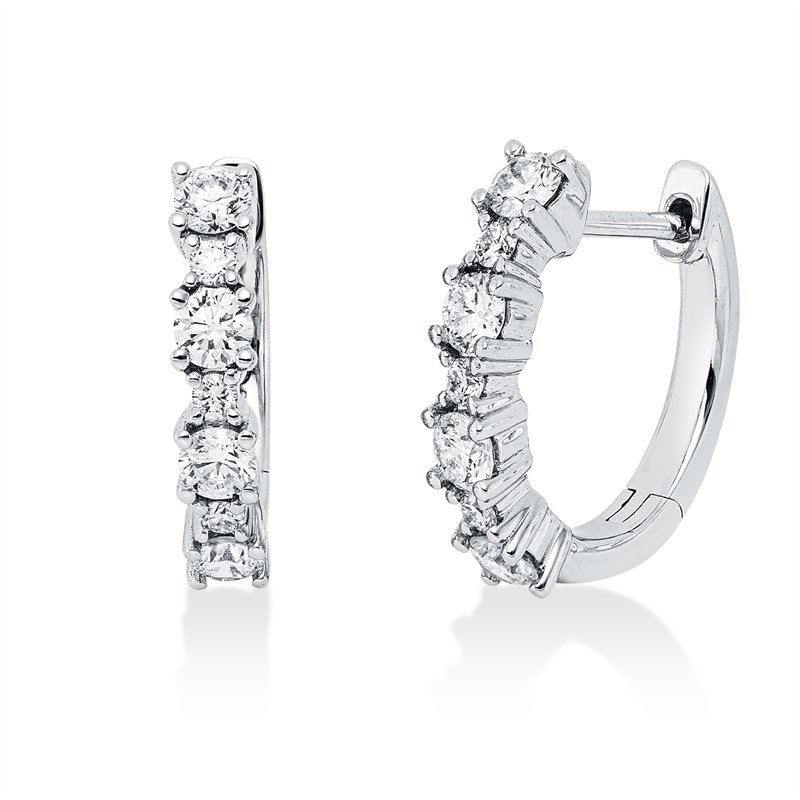 Creolen    aus 750/-18 Karat Weißgold mit 14 Diamanten 0