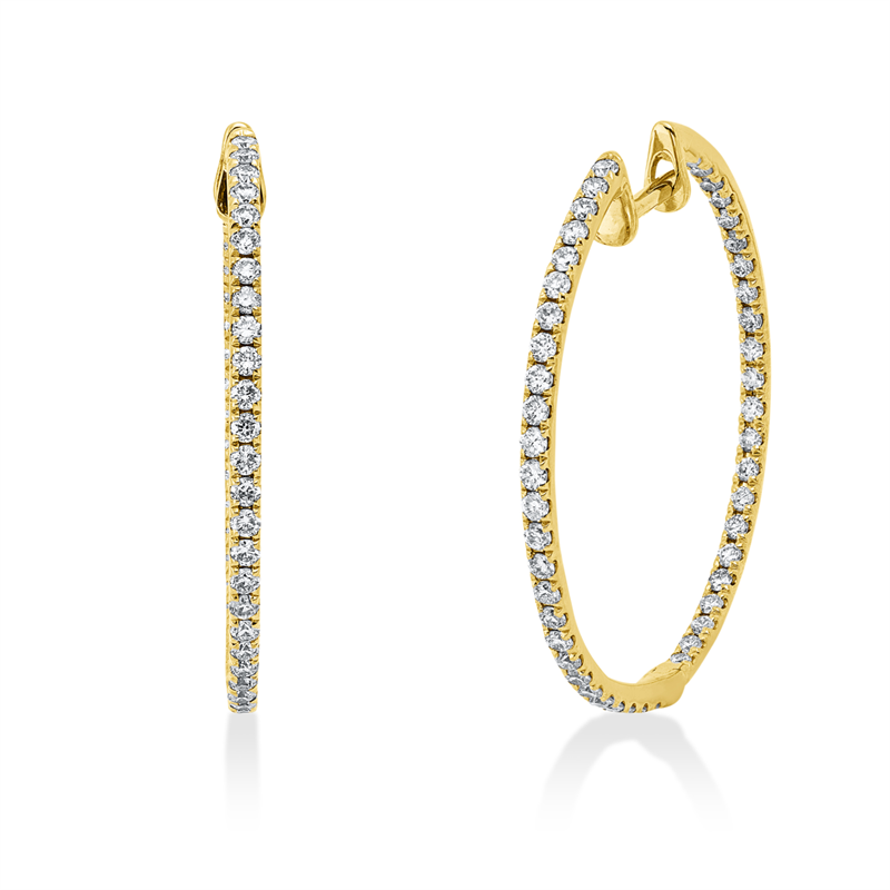 Creolen    aus 750/-18 Karat Gelbgold mit 96 Diamanten 0