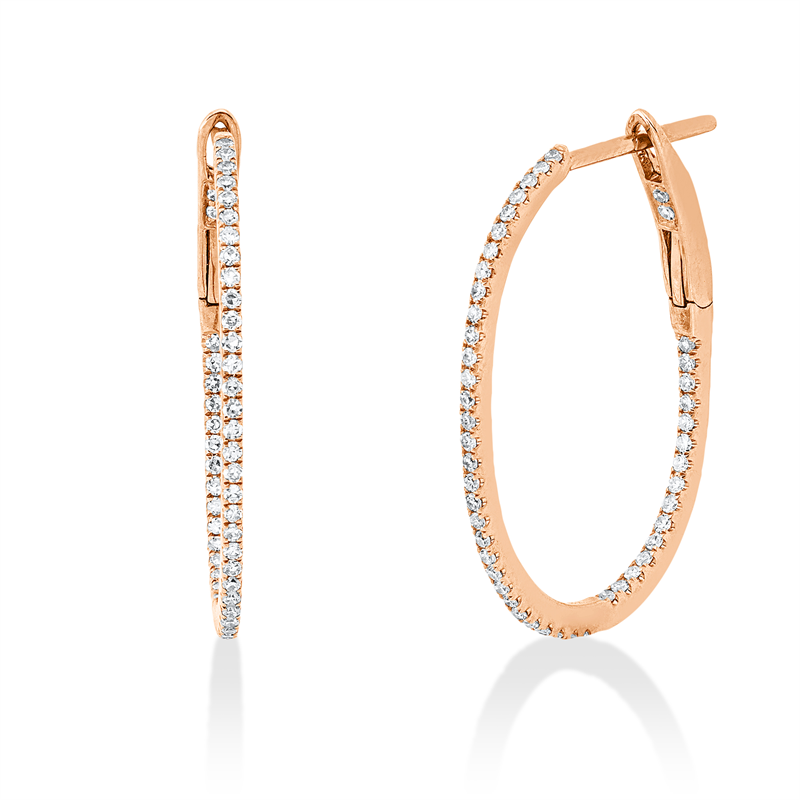 Creolen    aus 750/-18 Karat Rotgold mit 96 Diamanten 0
