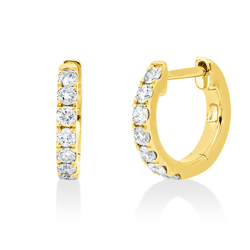 Creolen    aus 585/-14 Karat Gelbgold mit 14 Diamanten 0