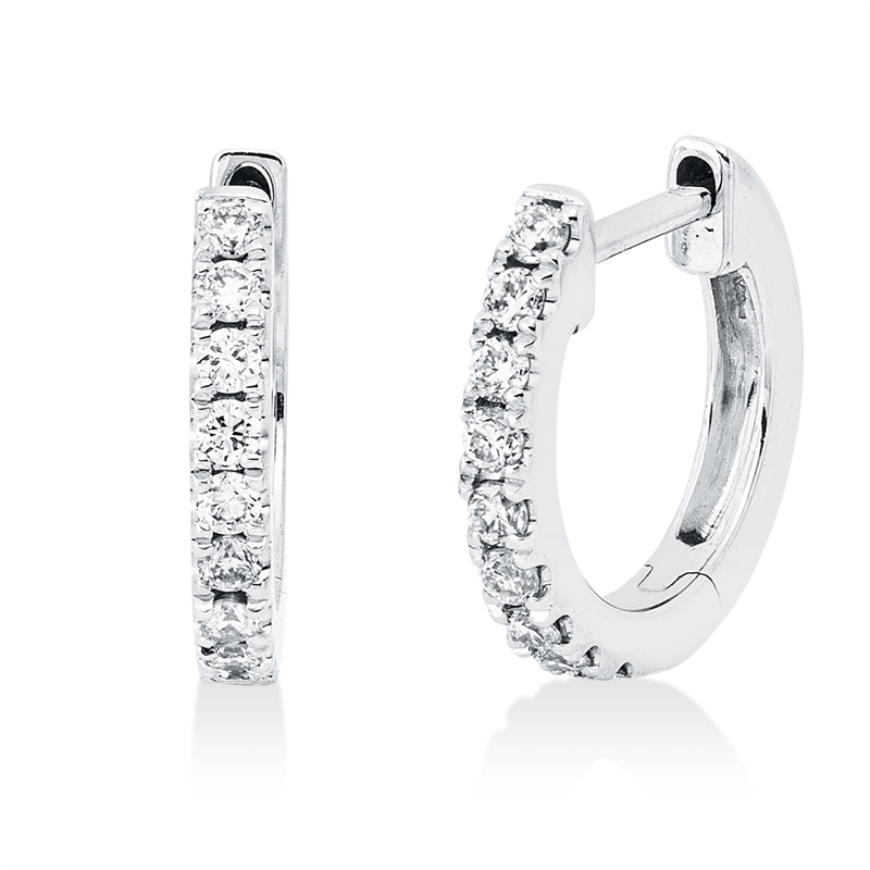 Creolen    aus 585/-14 Karat Weißgold mit 18 Diamanten 0