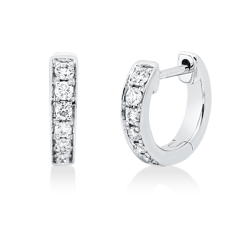 Creolen    aus 750/-18 Karat Weißgold mit 14 Diamanten 0
