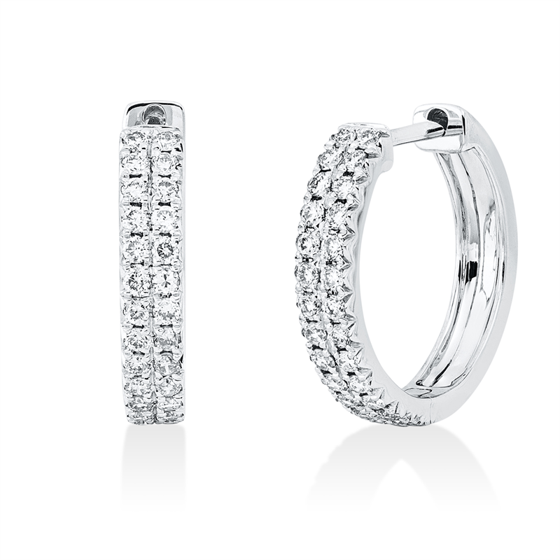 Creolen    aus 750/-18 Karat Weißgold mit 52 Diamanten 0