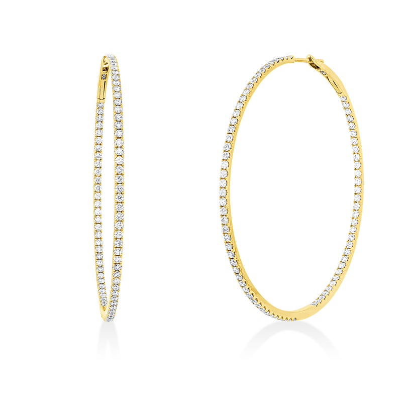 Creolen    aus 750/-18 Karat Gelbgold mit 158 Diamanten 2 ct