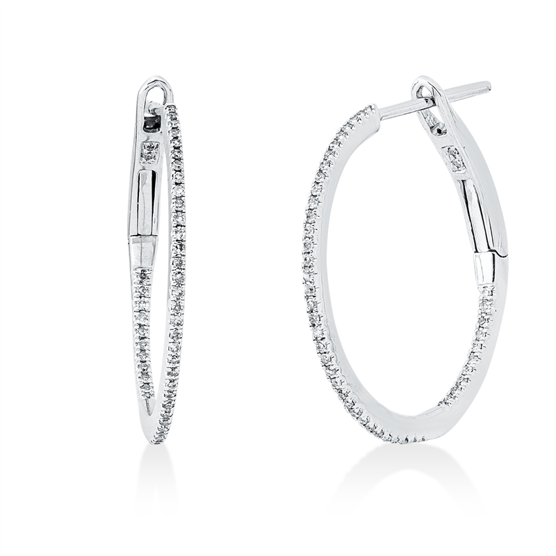 Creolen    aus 750/-18 Karat Weißgold mit 96 Diamanten 0
