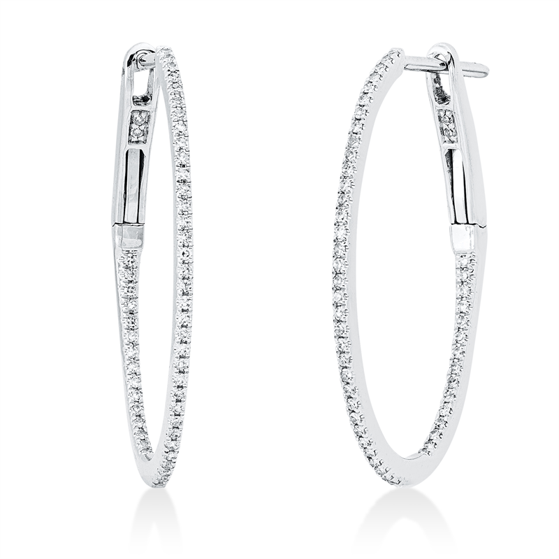 Creolen    aus 750/-18 Karat Weißgold mit 102 Diamanten 0
