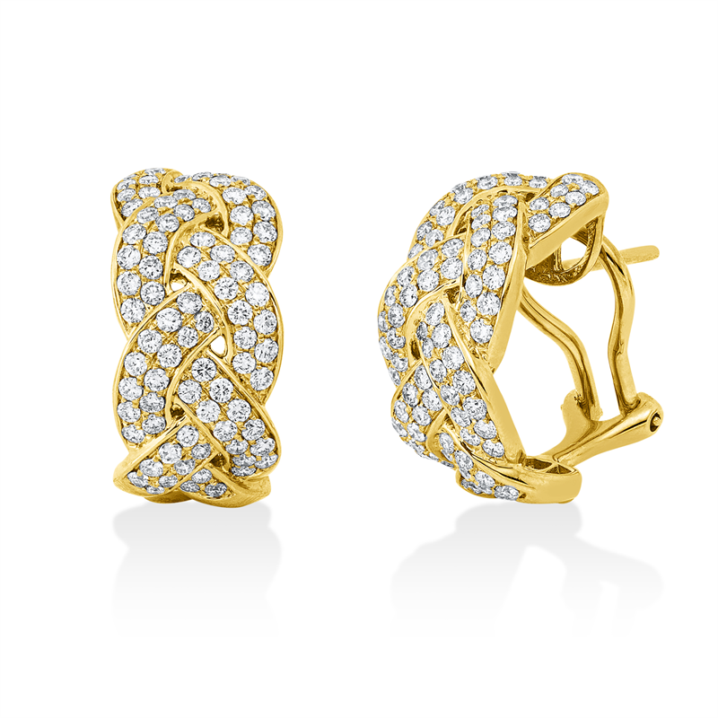 Creolen    aus 750/-18 Karat Gelbgold mit 164 Diamanten 1