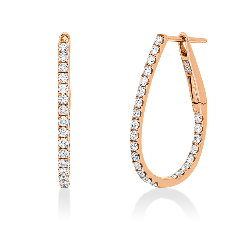 Creolen    aus 750/-18 Karat Rotgold mit 52 Diamanten 0