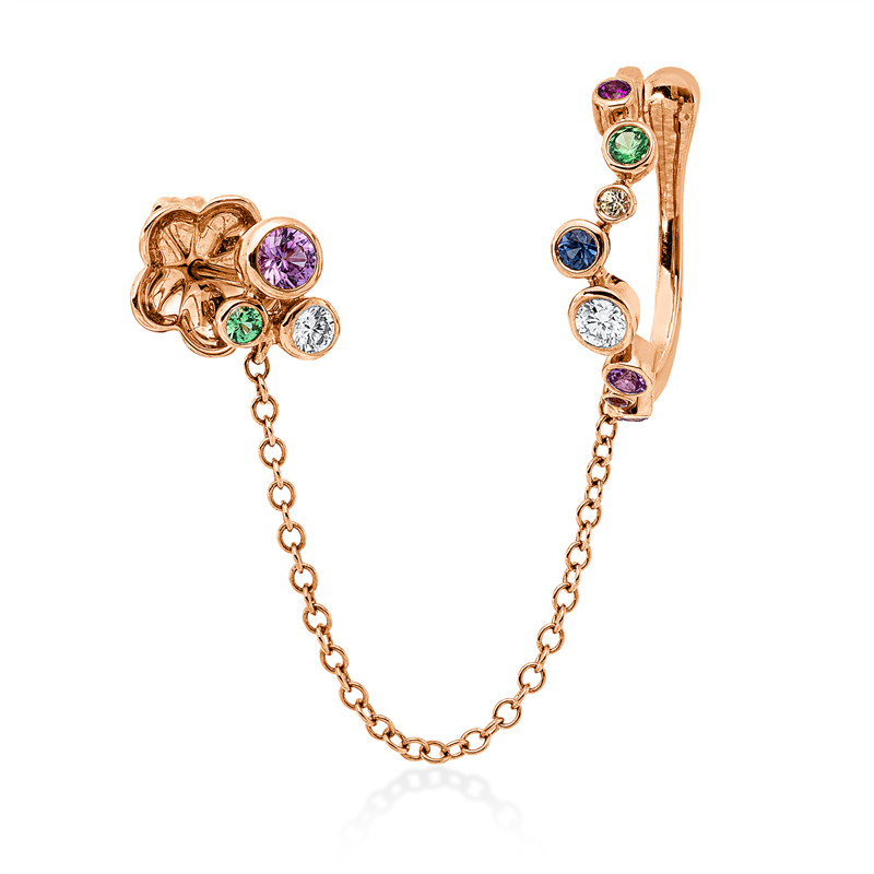 Ohrschmuck mit Rubin  aus 750/-18 Karat Rotgold mit 2 Diamanten 0