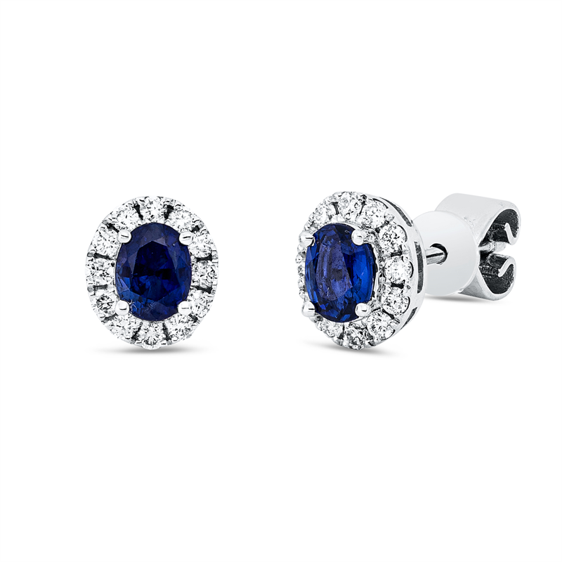 Ohrstecker mit Saphir  aus 750/-18 Karat Weißgold mit 24 Diamanten 0