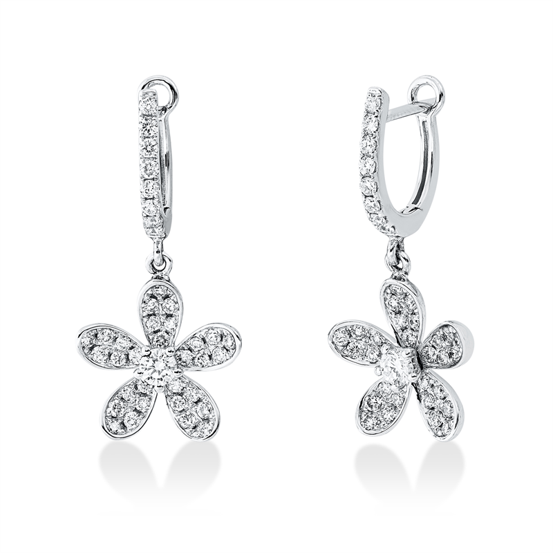 Ohrschmuck    aus 750/-18 Karat Weißgold mit 78 Diamanten 0