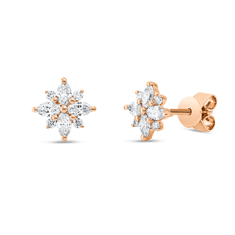 Ohrstecker    aus 750/-18 Karat Rotgold mit 16 Diamanten 0