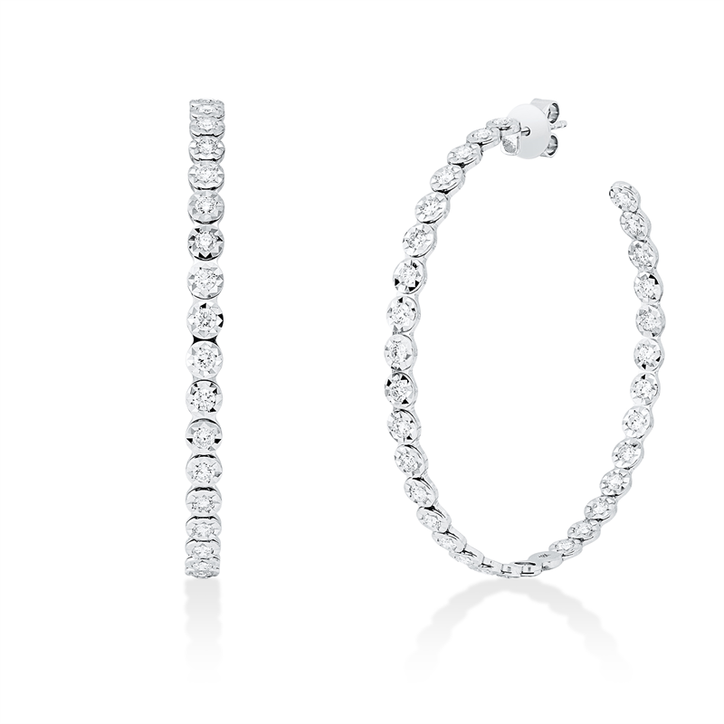 Creolen    aus 750/-18 Karat Weißgold mit 64 Diamanten 2
