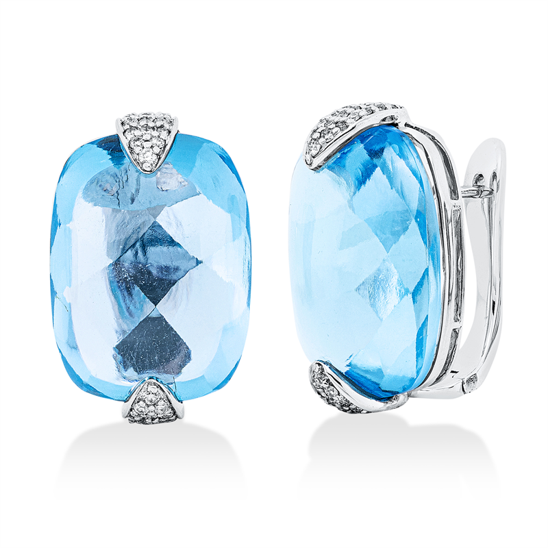 Creolen mit Topas  aus 750/-18 Karat Weißgold mit 80 Diamanten 0