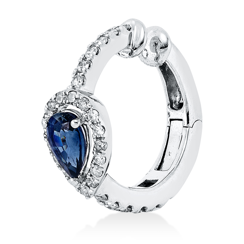 Ohrschmuck mit Saphir  aus 750/-18 Karat Weißgold mit 25 Diamanten 0
