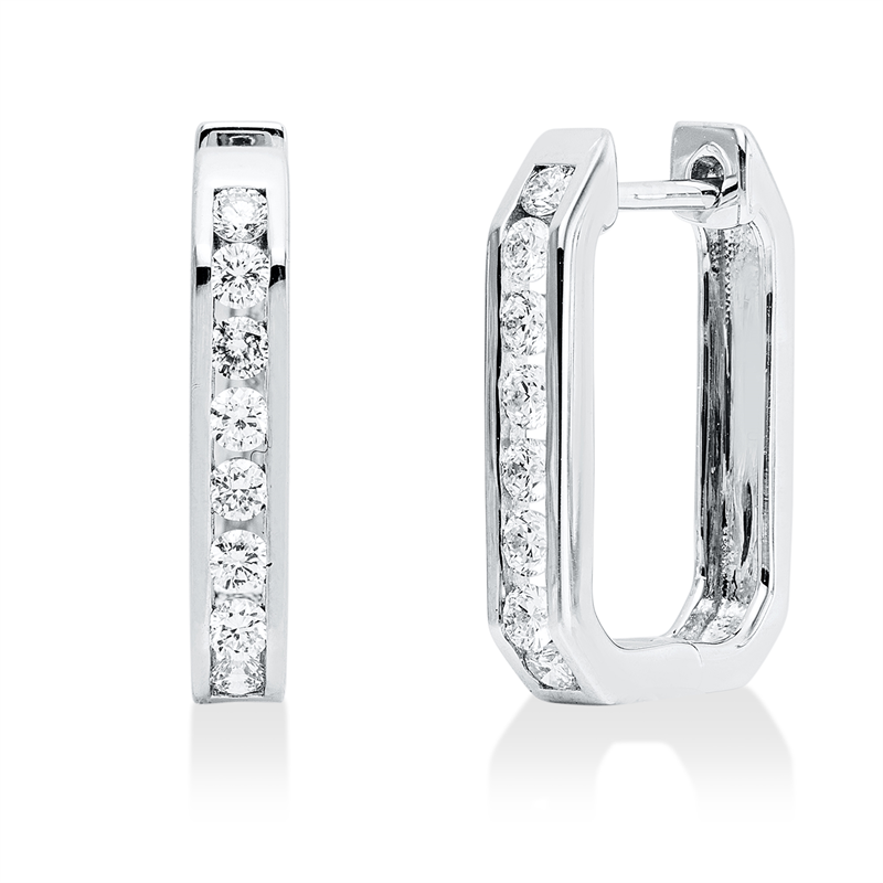 Creolen    aus 750/-18 Karat Weißgold mit 16 Diamanten 0