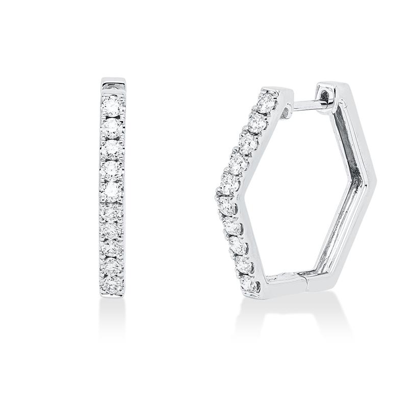 Creolen    aus 750/-18 Karat Weißgold mit 20 Diamanten 0