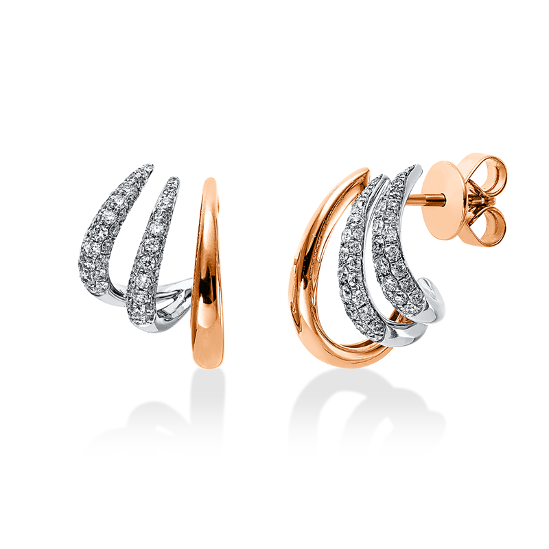 Ohrstecker    aus 750/-18 Karat Rotgold / Weißgold mit 108 Diamanten 0