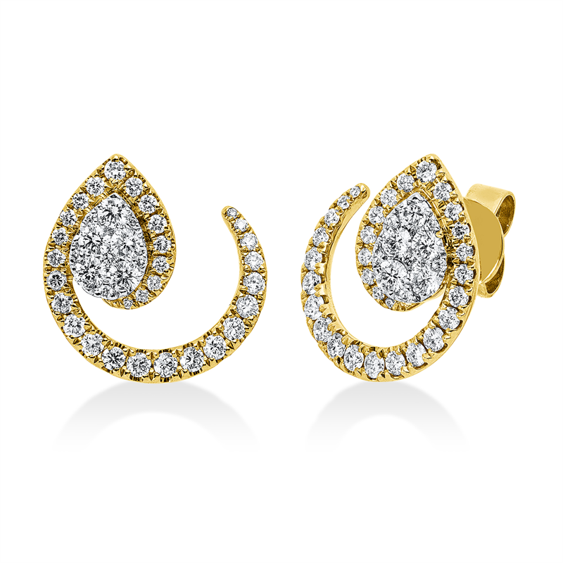 Ohrstecker    aus 750/-18 Karat Gelbgold mit 84 Diamanten 1 ct