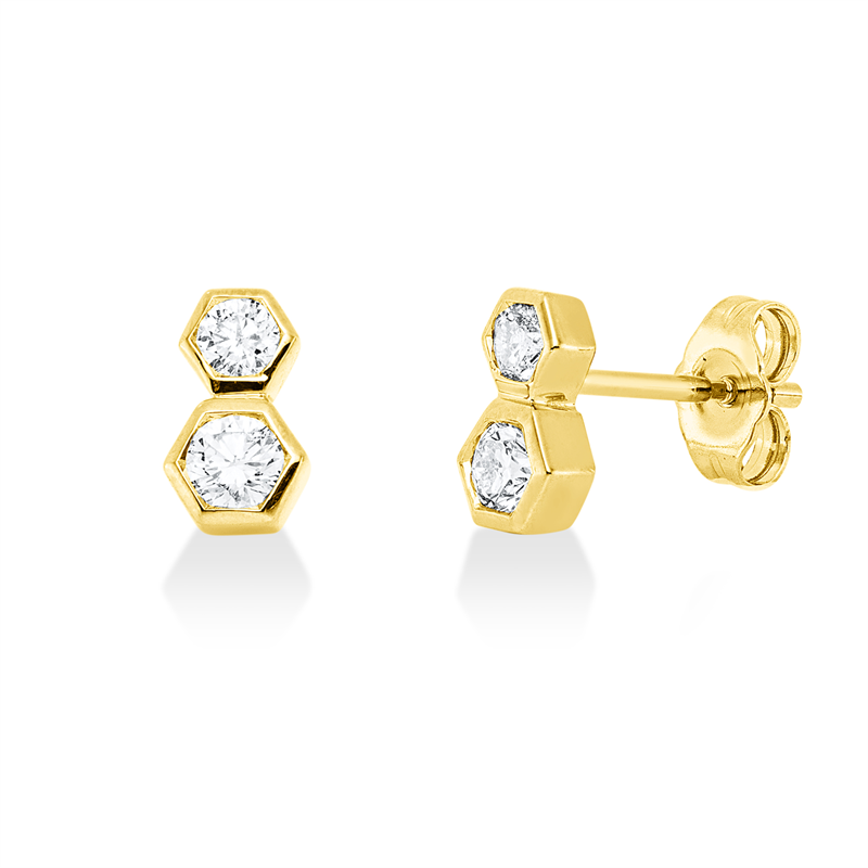 Ohrstecker    aus 585/-14 Karat Gelbgold mit 4 Diamanten 0