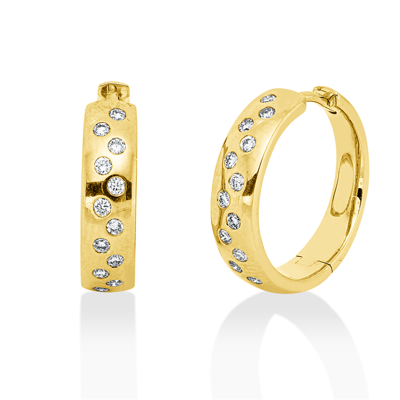Creolen    aus 750/-18 Karat Gelbgold mit 24 Diamanten 0