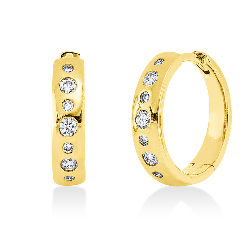 Creolen    aus 750/-18 Karat Gelbgold mit 14 Diamanten 0
