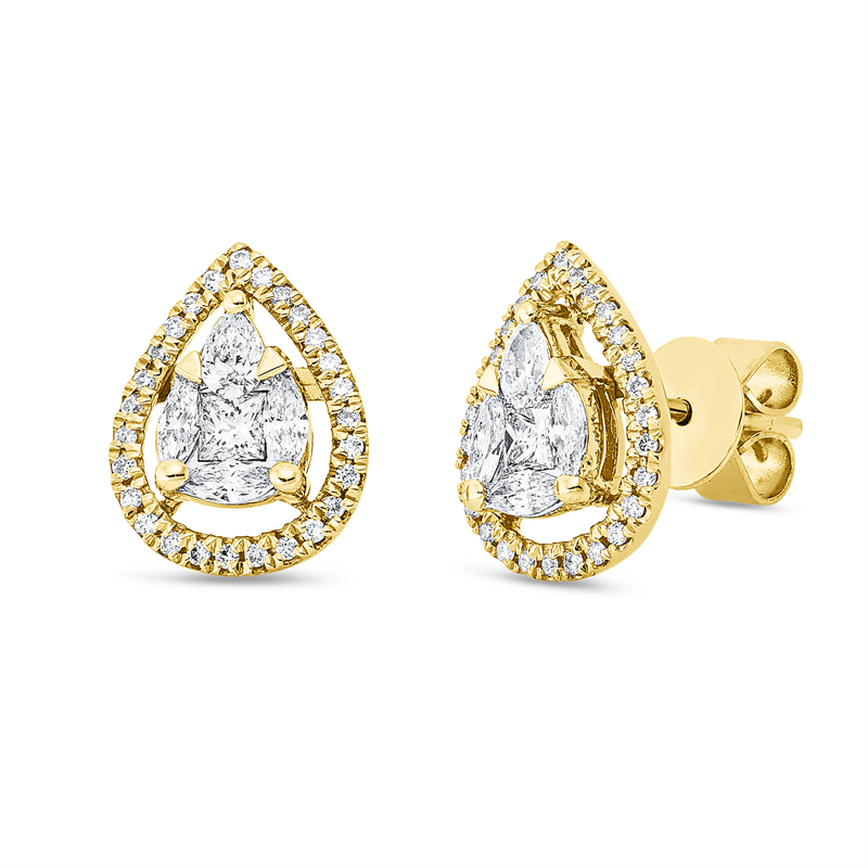 Ohrstecker    aus 750/-18 Karat Gelbgold mit 64 Diamanten 0
