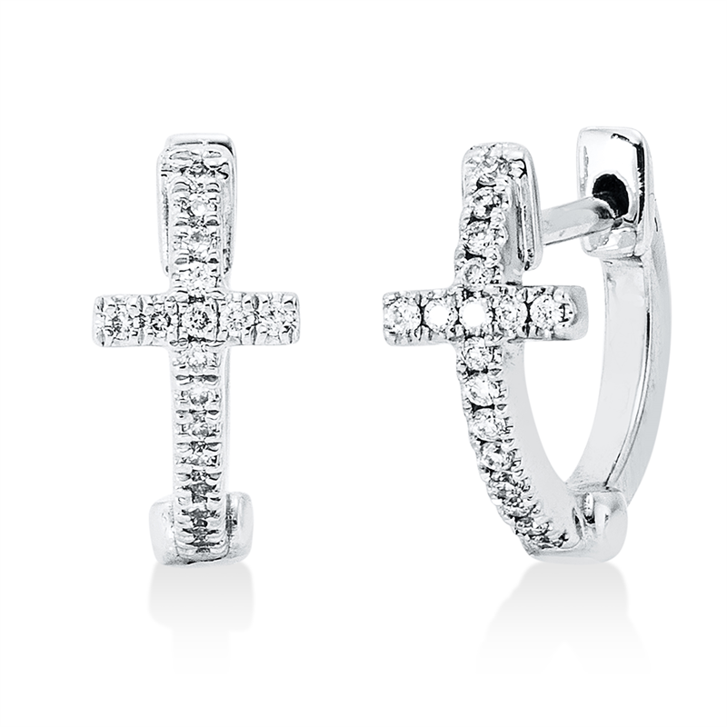 Creolen    aus 750/-18 Karat Weißgold mit 34 Diamanten 0