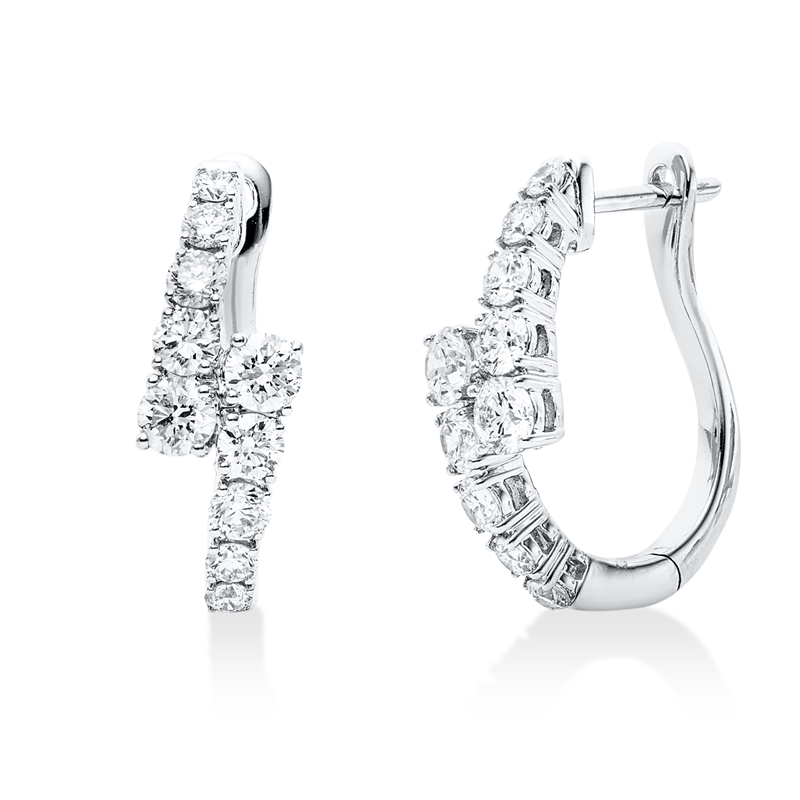 Creolen    aus 750/-18 Karat Weißgold mit 20 Diamanten 1 ct