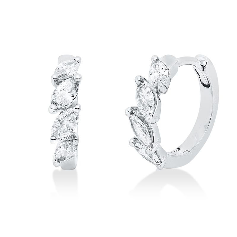 Creolen    aus 750/-18 Karat Weißgold mit 8 Diamanten 0