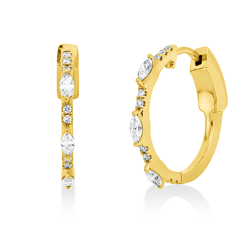 Creolen    aus 750/-18 Karat Gelbgold mit 24 Diamanten 0