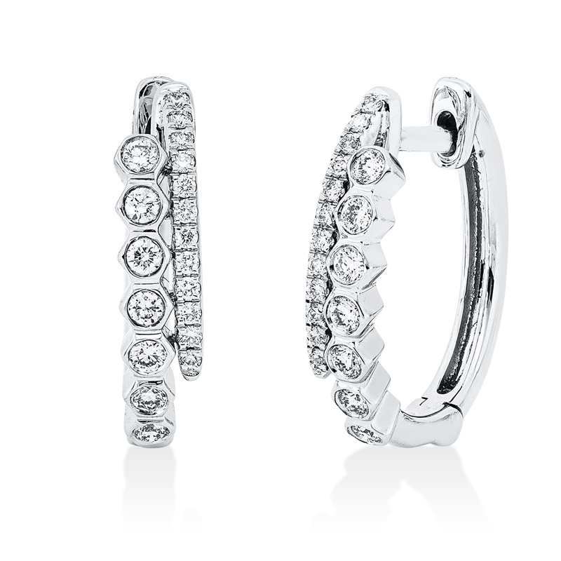 Creolen    aus 750/-18 Karat Weißgold mit 38 Diamanten 0
