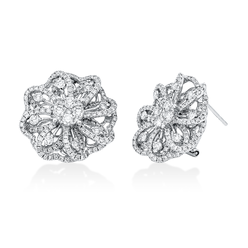 Ohrschmuck    aus 750/-18 Karat Weißgold mit 322 Diamanten 2 ct