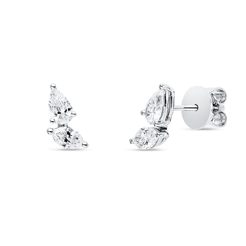 Ohrstecker    aus 750/-18 Karat Weißgold mit 4 Diamanten 0