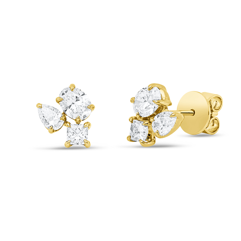Ohrstecker    aus 750/-18 Karat Gelbgold mit 6 Diamanten 1