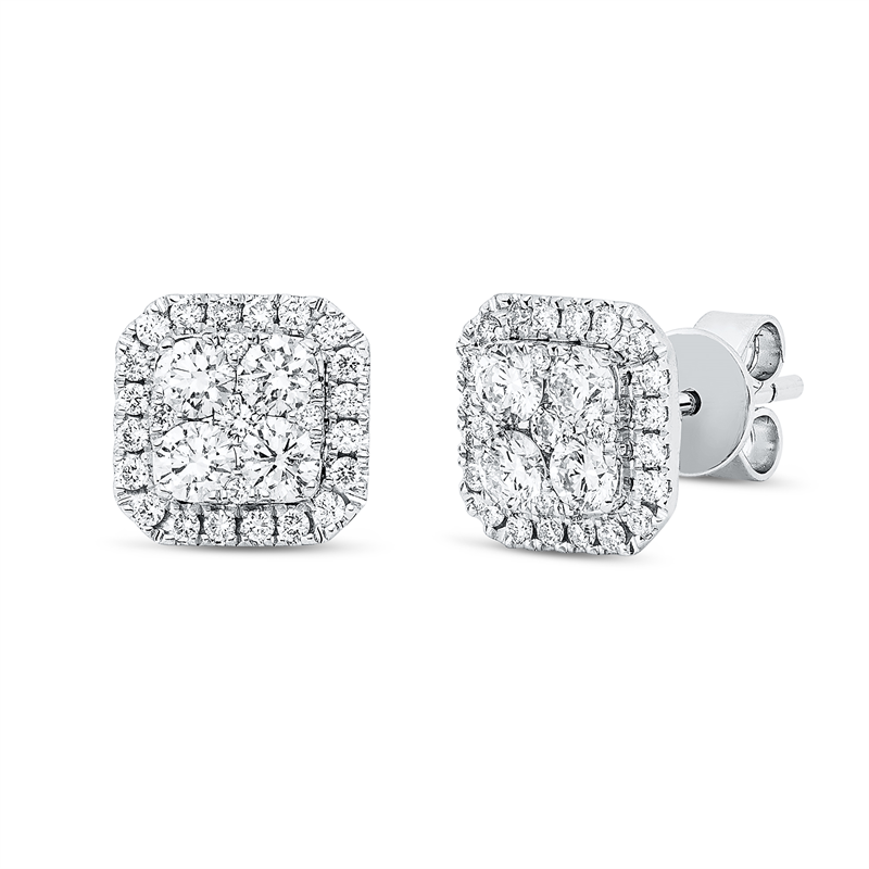 Ohrstecker    aus 750/-18 Karat Weißgold mit 58 Diamanten 1