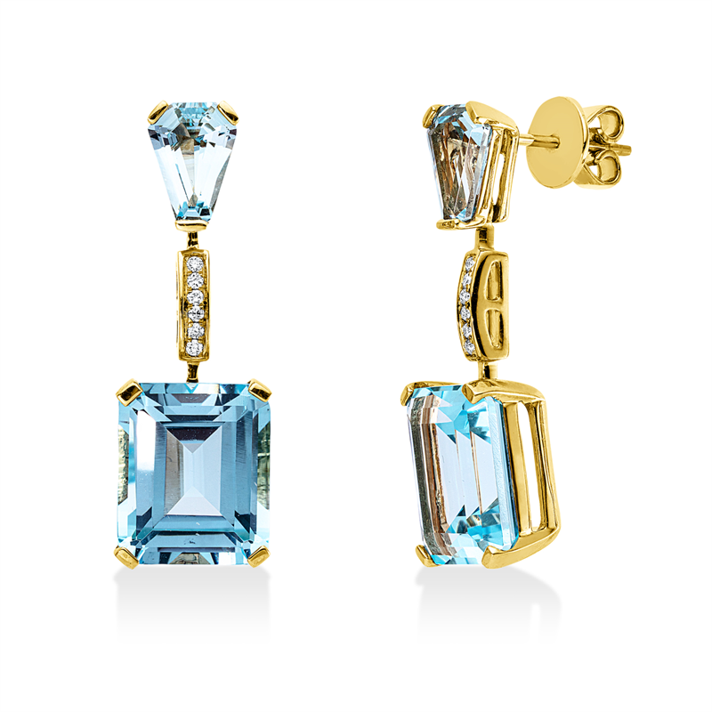 Ohrschmuck mit Topas  aus 750/-18 Karat Gelbgold mit 12 Diamanten 0