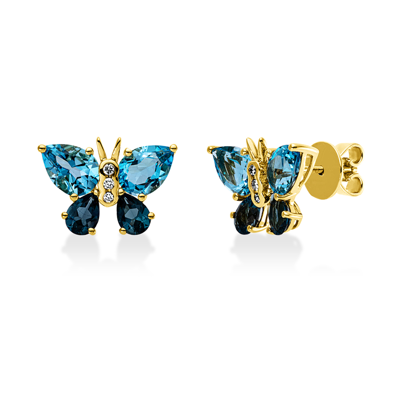 Ohrstecker mit Topas  aus 750/-18 Karat Gelbgold mit 6 Diamanten 0
