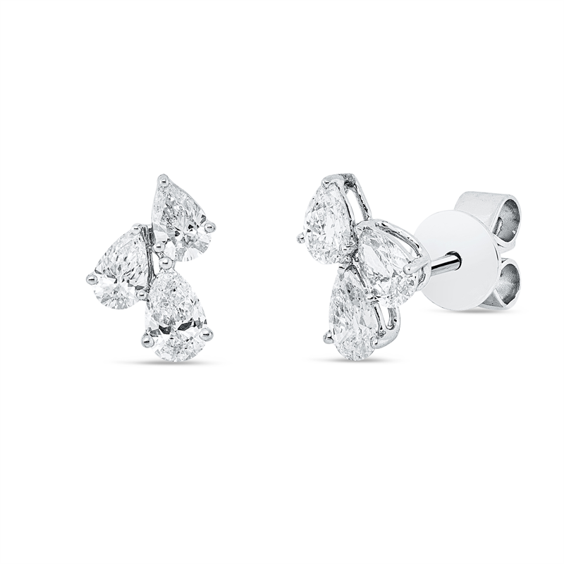 Ohrstecker    aus 750/-18 Karat Weißgold mit 6 Diamanten 1 ct