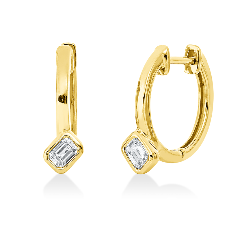 Creolen    aus 750/-18 Karat Gelbgold mit 2 Diamanten 0